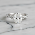 The Aurelis Céleste — an 18ct white gold oval diamond solitaire with a twisted split-shank band