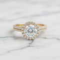 The Aurelis Lumière — 18ct Yellow Gold Halo Diamond Ring